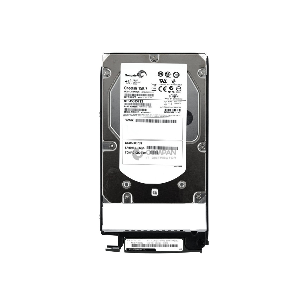 CA07237-E042 FUJITSU HARD DRIVE 450GB 15K 6G SAS 3.5 LFF HOT-SWAP FOR ETERNUS DX80 CA05954-1255,  ST3450857SS
